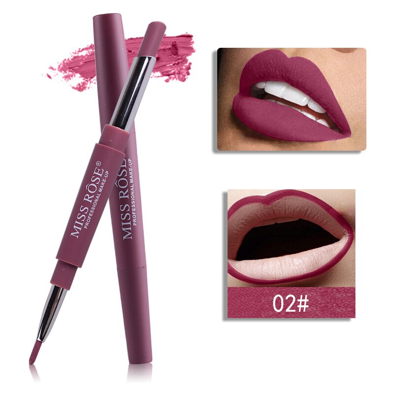 MISS ROSE Brand 20 Colors 2 In 1 Double Head Matte Lipstick Lip Liner
