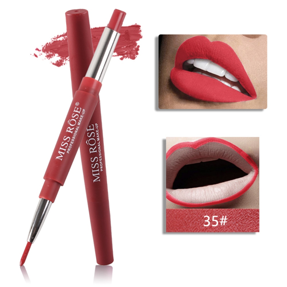 MISS ROSE Brand 20 Colors 2 In 1 Double Head Matte Lipstick Lip Liner