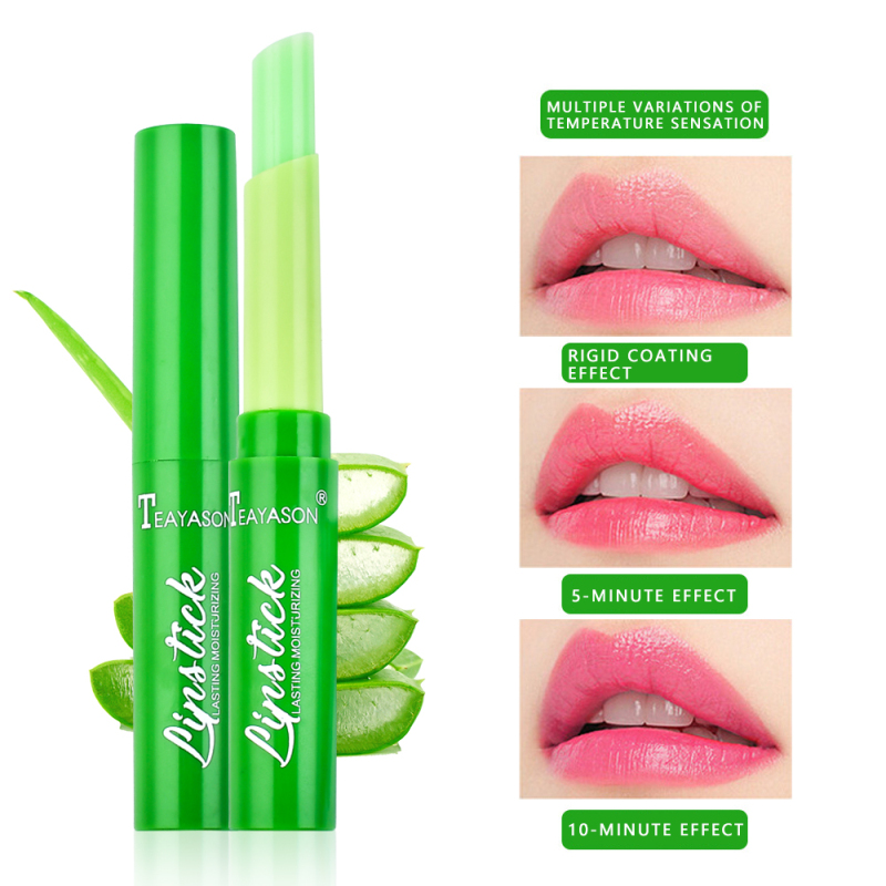 1Pcs Portable Aloe Vera Lip Balm Moisturizing Matte Lipstick Color Cha