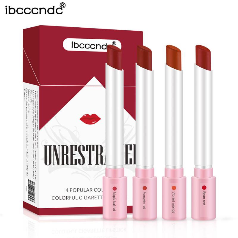 4pcs-Box Women New Cigarette Lipstick Set Long Lasting Waterproof Matt
