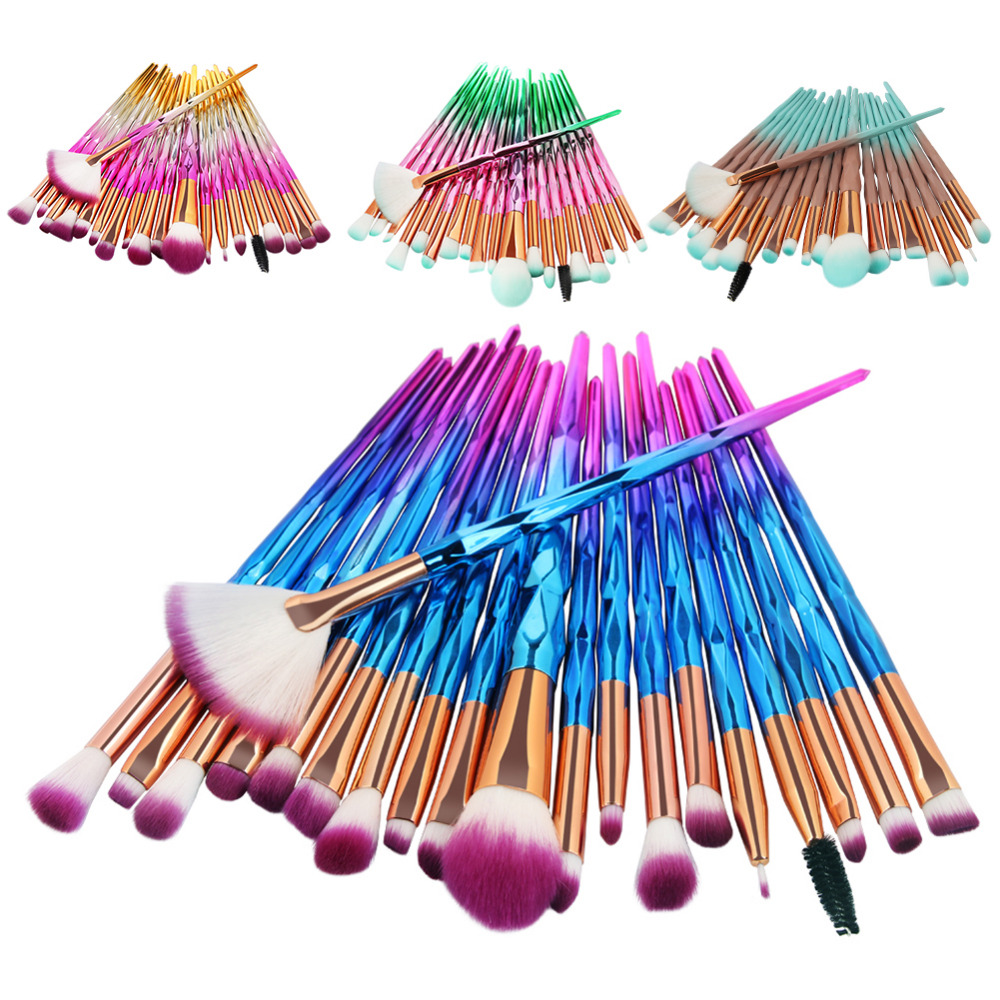 Pro 20-15-10pcs Multi color Soft Cosmetic Complete Brush Set Diamond