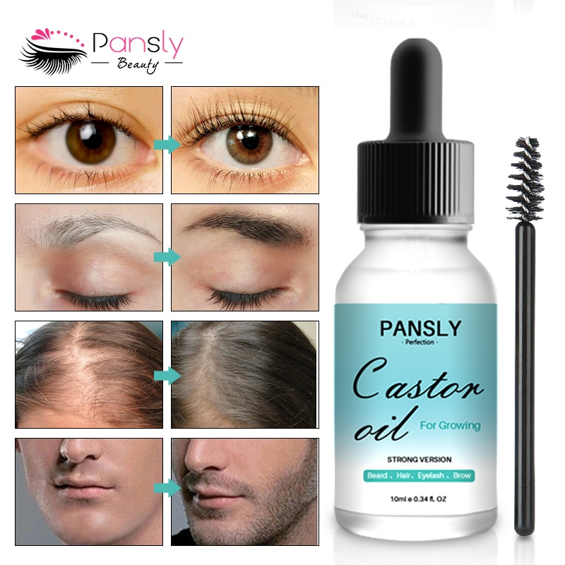 1pc Eyelash Moustache Hair Growth Liquid Castor Seed Oil with Free Eye